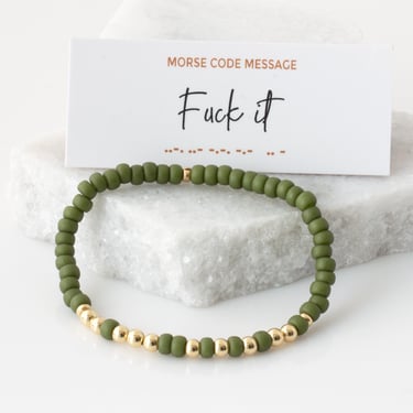 Fuck It Bracelet, Bubble Morse Code Bead Bracelet with Hidden Message, Stretch Bracelet, Motivational Bracelet, Gift For Her 