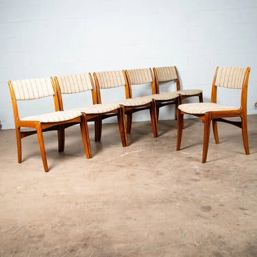Mid Century Danish Modern Dining Chairs 6 Rosewood Skovby Wool White Stripes Mcm