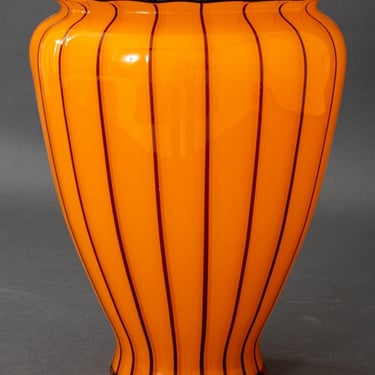 Orange and Black "Tango" Glass Vase