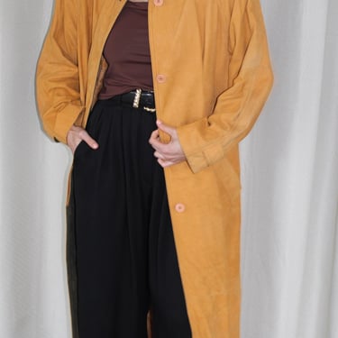 Amazing 90s Camel Suede Long Coat