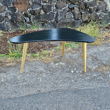 Mid Century Coffee Table Kidney Modern Shape Black and Gold 