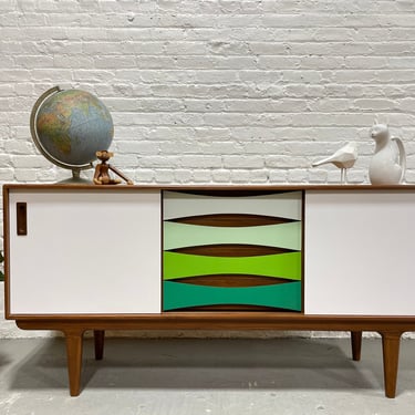 Mid Century MODERN Shades of GREEN CREDENZA / Sideboard / Media Stand 