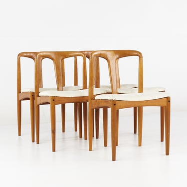 Johannes Andersen Juliane Style D-Scan Mid Century Teak Dining Chairs - Set of 5 - mcm 