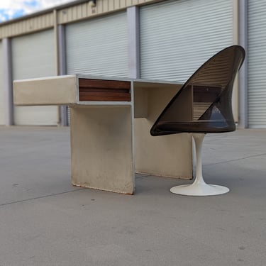 Atomic Mid Century Space Age Desk + Chair | Mid Century Modern | Restoration Included | MCM | Retro | Tulip Chair | Laminate+wood desk 