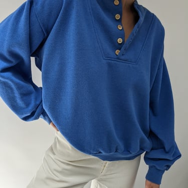 Vintage Cobalt Henley Sweatshirt