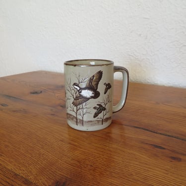 Vintage Otagiri Coffee Mug 70's Stoneware Look Japan Bobwhite Quail 