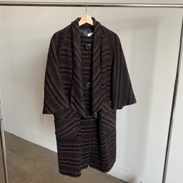 Vintage 60's Striped Wool Coat, Mid Century Modern 