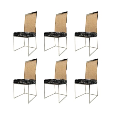 #1338 Set of 6 Chrome Milo Baughman Dining Chairs
