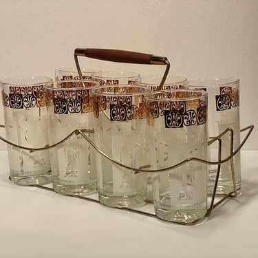 Mid Century Greek Cameo Barware Set 