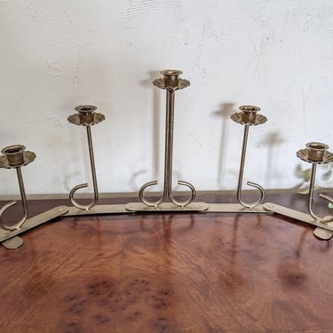 Vintage Folding Articulated Brass Candelabra Candlestick Holder 