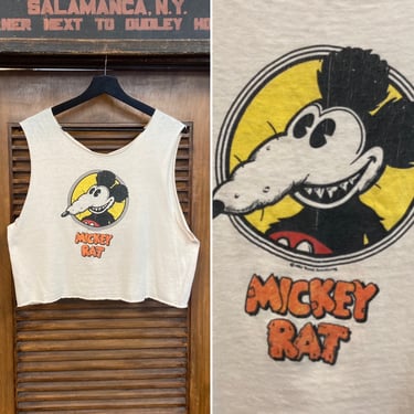 Vintage 1980’s Dated 1980 “Mickey Rat” Mickey Mouse Funny Tank Top T-Shirt, R. Armstrong, 80’s Vintage Clothing 
