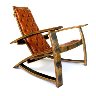 Whiskey Barrel Chair - Wine Barrel Chair - The Lounge Chairs - Wine and Whiskey Barrel Furniture - Leather Furniture - Barrel Decor 