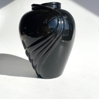 Vintage Swooped Black Vase