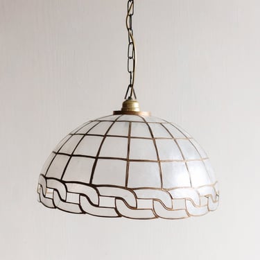 rare midcentury french capriz shell pendant light fixture