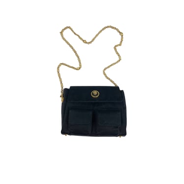 Versace Black Logo Mini Pocket Logo Chain Bag