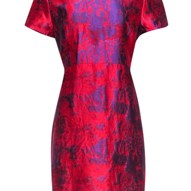 Tuckernuck - Red & Purple Brocade Short Sleeve Dress Sz XXL