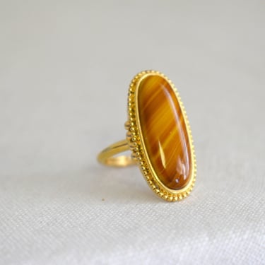 1970s Avon Striped Oblong Stone Ring 