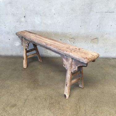 Rustic Narrow Elm Bench with Apron