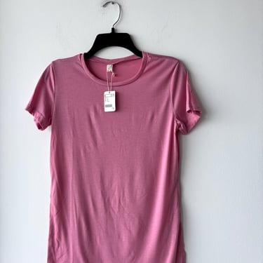 Womens Vintage Pink Shirt Short Sleeve Side Slit Small Boho Beach Dollette NWT 