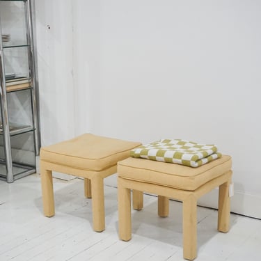 vintage parsons style upholstered stools - pair
