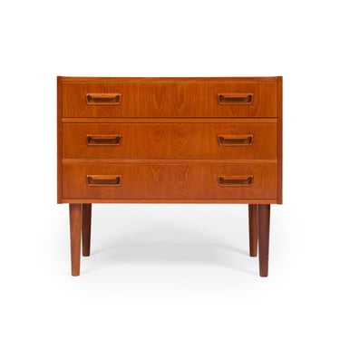 Vintage Danish Mid-Century Teak Three Drawer Dresser 1960s 