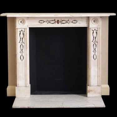 Waldorf Astoria White Marble Mantel with Etched Floral Designs