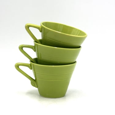 vintage Homer Laughlin Harlequin Coffee Cups Lime Green Set of Three 
