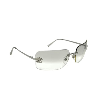 Chanel Clear Rhinestone Logo Sunglasses