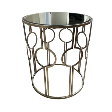 Pair of Round Silver Mirrored Top End Side Table LC207-6