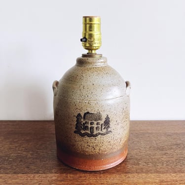 Vintage Dunroven Pottery Stoneware Jug Lamp Base 