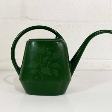 Vintage Green Plastic Watering Can 1970s Forest Mid-Century Colorful Home Decor Garden Scene Plants 