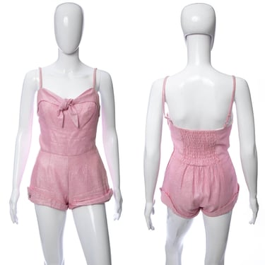 2000's Tarantula Clothing Company 50's Inspired Pink Metallic Romper Size S