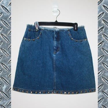 Vintage Y2K Studded Denim Skirt, Size Large 