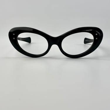 1950's- Early 60's Oval Cat Eye Glasses - Black Plastic Frames - LIBERTY BRAND FRAME "Winsom" Style - Optical Quality 