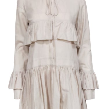 Matin - Beige Cotton & Linen Blend Dress Sz 10