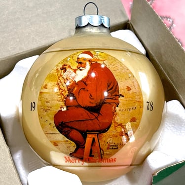 VINTAGE: 1978 - Norman Rockwell Glass Ball Hallmark Christmas Ornaments with Box - Limited Edition - Holiday Tree Ornaments - 