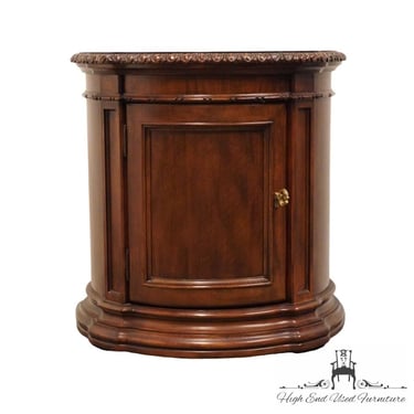 BERNHARDT FURNITURE Bookmatched Mahogany Traditional Style 29" Round Storage Drum Table 