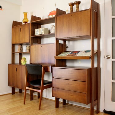 Mid-Century Modern 3-Bay Freestanding Wall Unit/Room Divider