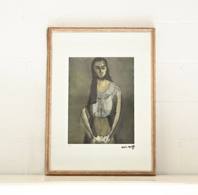 framed vintage numbered print, “the Italian woman” by Matisse