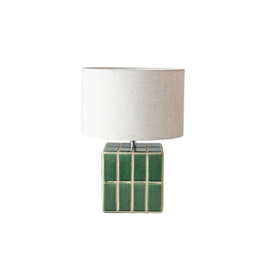 Ceramic Tiled Table Lamp w/ Linen Shade