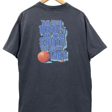 VTG 90s NO FEAR You Miss 100% Of The Shots You Dont Take Basketball TShirt XL