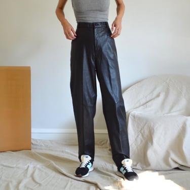 black leather taper trousers / 29w 