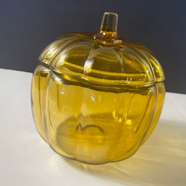 Vintage Glass Pumpkin Cookie Jar or Candy Jar 