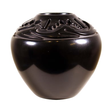 Ernest and Marion Harrington Santa Fe Design Black Glass Vase 