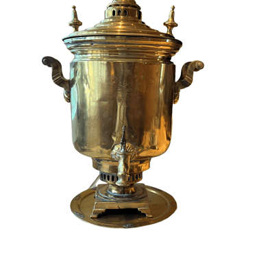 19th Century Russian Brass Samovar w/Turned Wood Handles PD138-7