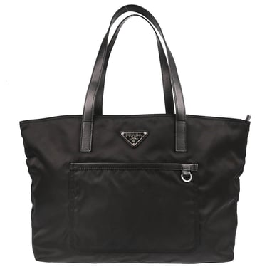 Vintage PRADA Black Nylon Tessuto Multi Pocket Shopper Tote