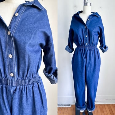 Shipping Delay // Vintage 1980s Denim Jumpsuit / M 