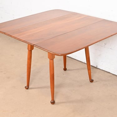 Stickley American Colonial Solid Cherry Wood Drop Leaf Dining Table, 1955