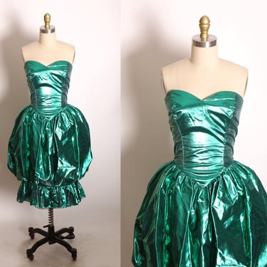 1980s Green Metallic Strapless Bubble Skirt Formal Prom | Naughty Kitty  Vintage - Springfield, MO | ATTIC