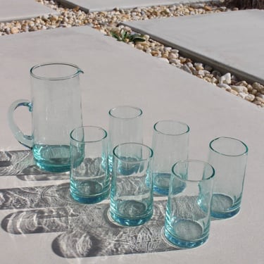 Vintage Recycled Glass Cup & Pitcher Set